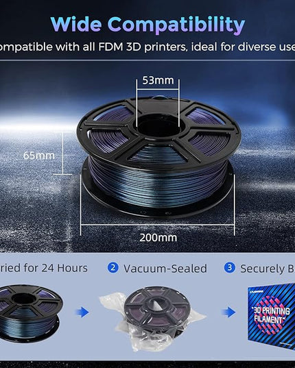 FLASHFORGE PLA Filament 1.75mm +/- 0.02mm Burnt Titanium, Color Changeable 3D Printer Filament 1kg (2.2lbs), Chameleon Changing Colors with Light, Perfectly Hide The Layer Line