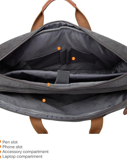 CoolBELL Convertible Backpack Messenger Shoulder Bag Laptop Case Business Briefcase Multi-Functional Travel Handbag Fits 17.3 Inch Laptop for Men/Women (Canvas Dark Grey)