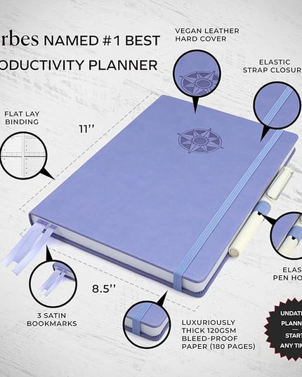 Smart Planner Pro – Large 11 x 8.5 inches (A4) – Undated Agenda Daily Planner – Tested & Proven to Achieve Goals & Increase Productivity, Time Management & Happiness with Weekly, Monthly, Gratitude Sections, Back Pocket (Lavender)