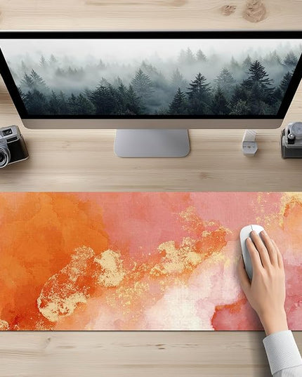 XL Mouse Pad Gaming Mousepad 31.5 x 11.8 Inch Large Keyboard Mat Mouse Pad for Home and Office Desk Accessories with Abstract Watercolor Art Design and Smooth Diatomite