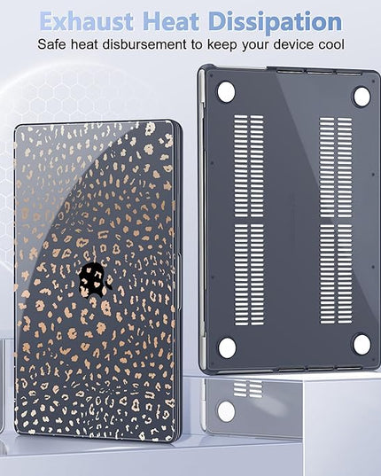 May Chen Case for MacBook Pro 14 inch, Models A2442 A2779 A2918 A2992 A3401 A3185 A3112 A3434, M1 M2 M3 M4 M5 Chip (2021-2025 Release), Plastic Hard Shell Case with Keyboard Cover, Leopard Print