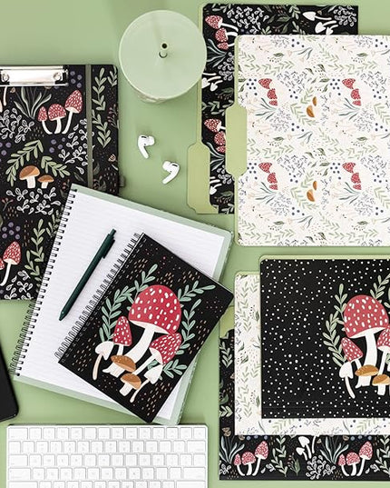 Steel Mill & Co Cute Mini Spiral Notebook, 8.25" x 6.25" Journal with Durable Hardcover and 160 Lined Pages, Mushroom