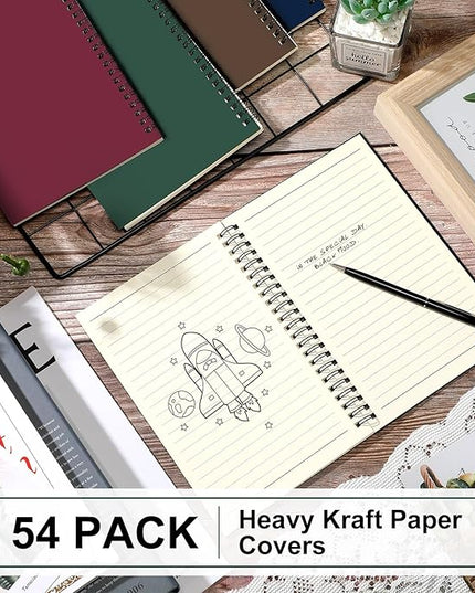 Yahenda Spiral Notebook College Ruled Journals Notebooks Lined 8.3 x 5.5 Inch Note Books Bulk A5 Writing Notebooks Thick Paper Notebook for Office Business School Supplies (Classic Colors,54 Pcs)