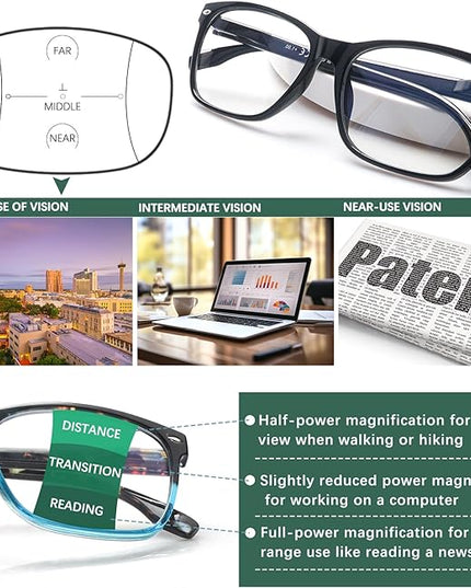 CLASAGA Progressive Multifocus Reading Glasses for Women, Pattern Print Blue Light Block Stylish Ladies Computer Readers