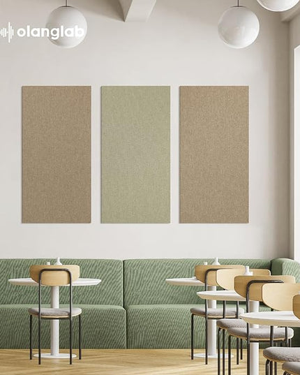 Olanglab Acoustic Panels 2 Pack, 48''x24'' Large Sound Panels, Fabric Wrapped Sound Proof Foam Panels for Walls, Sound Absorbing Panels for Recording Studio Acoustical Treatments (Khaki)