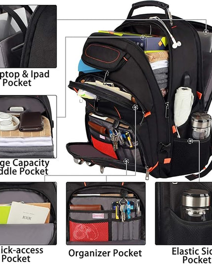 Travel Laptop Backpack,Extra Large 18.4 inch Gaming Laptop Backpacks with USB Charging Port,Big Capacity TSA Friendly RFID Anti Theft Pocket Durable College unisex Heavy Duty Computerbag