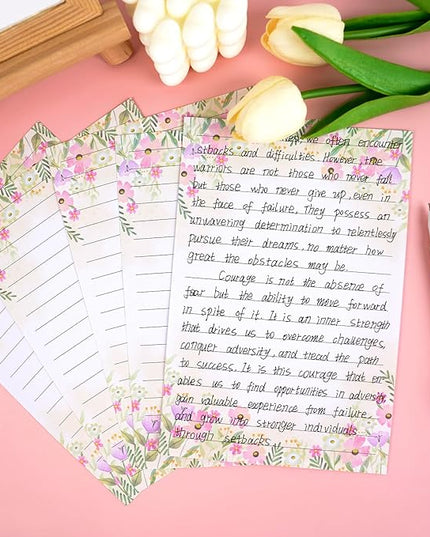 160 Pcs Stationery Paper Envelopes Set Includes 50 Lined Writing Paper & 50 Envelopes with 60 Colorful Round Dot Stickers, Cute Vintage Floral Letter Writing and Stationery Paper Envelopes(10Style)