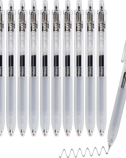 U-RIGHT Silent Clicker Medium Point (0.7mm), Black Gel Ink Pens, 12 Count - Home, Office, School, Journaling, Writing, Note-Taking, Teacher Supplies