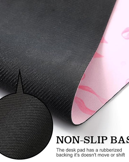 Pink Bows Mouse Pads Coquette Kawaii Mouse Pad 23.62 x 13.78 Inches Preppy Trendy Computer Desk Mat for Laptop with Non-Slip Rubber Base Mat Office Accessories Decor for Women