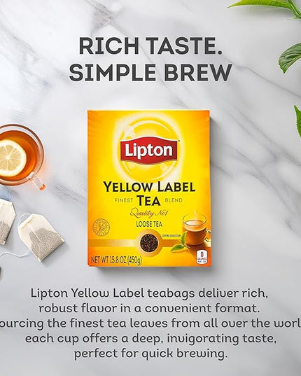 Lipton Yellow Label Finest Blend | Premium Black Tea | Indian Chai | Compatible for Milk | 450 Grams (Pack of 2)