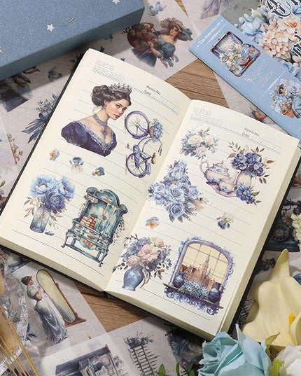 Auguro Vintage Ephemera Sticker 24 Sheets precut 300 washi Stickers Paper Journal Stickers for Adults People Junk Journal Sticker Book Scrapbooking Supplies