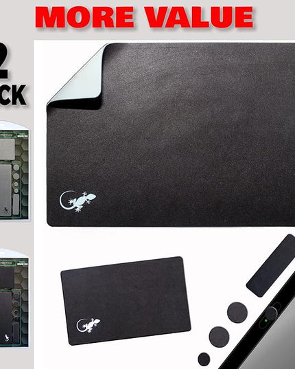 Mouse Pad Adhesive Bottom - Sticks to Any Surface - Portable - Webcam Covers and Screen Cleaner Included (2 x Black - Gray)