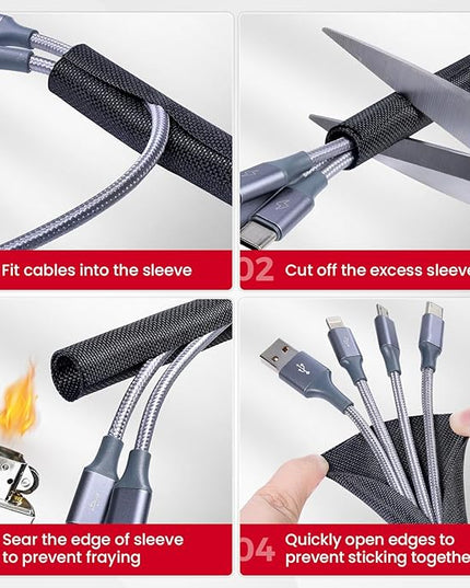 Sonoreboom Braided Wire Loom Mesh Woven Self-Wrapping Split Sleeving for Automotive Wires/Audio Video Cable/Multi-Cable Strings (1/2" - 16 Feet)