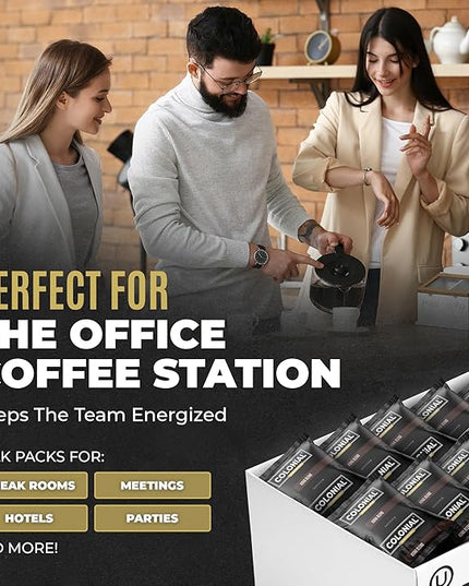 Colonial Coffee 100 Count Single Pot Coffee Packets – 100% Arabica Donut Shop Blend Medium Roast | Pre-Measured Frac Packs for 12 Cup Maker | Bulk Ground Gourmet Coffee for Home & Office