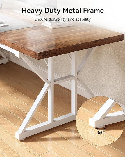 LITTLE TREE 70.8-Inch Large Executive Desk, Modern Computer Office Desk, Wooden Writing Desk Study Table for Home Office