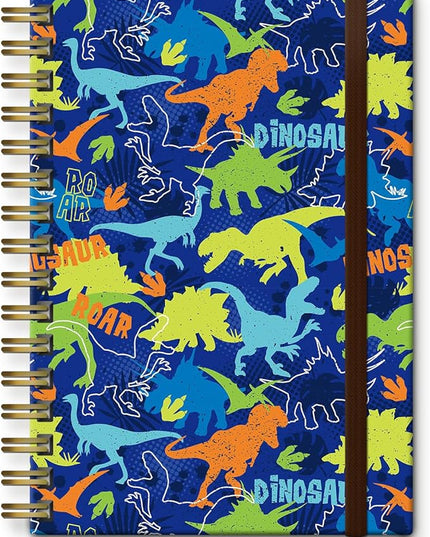 Spiral Journal Notebook, A5 Cute Notebooks for Women Men, College Ruled Hardcover Notebook for Work & Note Taking, 60 Pages Double-Wire Journals for Writing (Dinosaur)