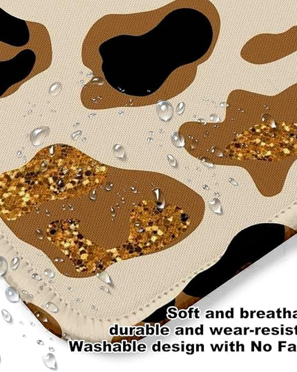 Cute Gold Leopard Print Square Mouse Pad,Non-Slip Rubber Base Mouse Pad,Home Office Decoration Desktop Accessory,Laptop Mouse Pad for Office Laptops,9.4x7.8x0.12i.