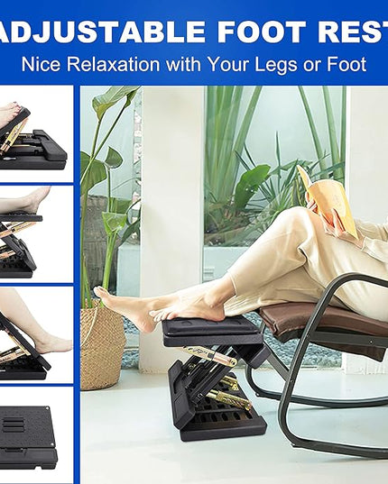 Adjustable Foot Rest and Footstool Under Desk, Ergonomic Leg Rest with Massage Roller, Height & Angle Adjustable, Detachable Cushion for Office and Home (Black)