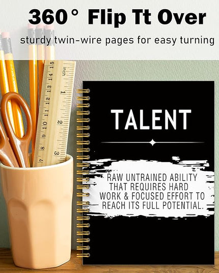 Talent Motivational Notebook Journal, Inspirational Office Notebooks for Work, Motivational Office Gifts for Women Men Coworker, Black Hardcover Spiral Notebook 5.5x8.3