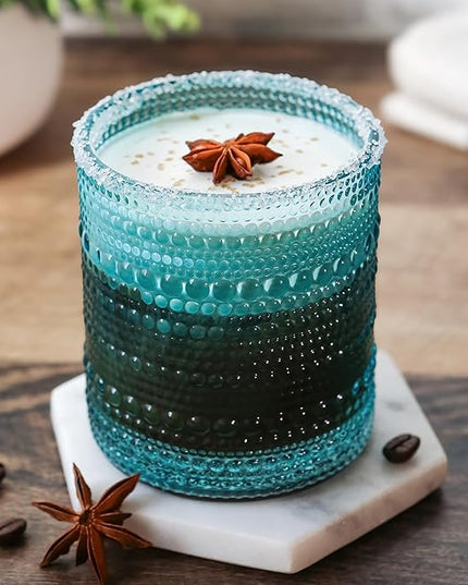 Kate Aspen Hobnail Beaded Drinking Glasses Vintage Glassware Set | Cocktail Glass Set, Juice Glass, Water Cups | Makes A Great Hostess Gift, Gift for Newlyweds (Aqua Blue)