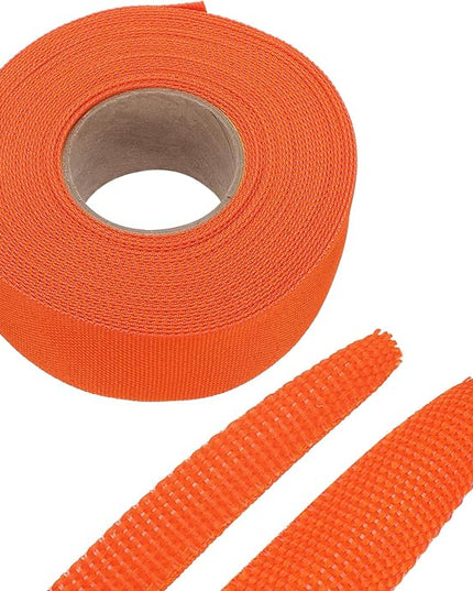 MECCANIXITY Braided Cable Sleeves Heat Shrinkable Fabric Sleeving, 1 1/4" 40ft Orange 2:1 Ratio Heat Shrinkable Cord Protector for Harness Cable, Network Cable Protection, Cable Management