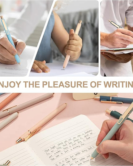 Linbsunne Gel Pens Black Ink Pens for Office 0.5mm Fine Point Pen Smooth Writing Retractable (Metal gold clip-18 pcs)