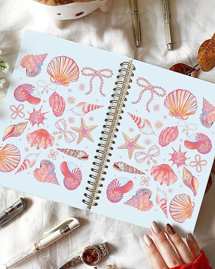 LIANHW Beach Pink Seashell Notebook, Preppy Coastal Ocean Notebooks for Note Taking, Ocean Conch Journal, Aesthetic Beachy Journals for Writing, Gifts for Beach Lovers, 5.5x8.3 Inch