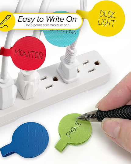 Cable Labels - Wrap-It Storage - Circles, Multi-Color (36-Pack) - Color Coded Labels for Organizing, Wire Tags Write on Surface for Labels for Charging Cords and Electronics