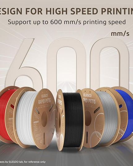 ELEGOO Rapid PETG Filament 1.75mm White & Gray 2KG, High Speed 600mm/s 3D Printer Filament Dimensional Accuracy +/- 0.02 mm, 1kg Cardboard Spool(2.2lbs) Fits for Most FDM 3D Printers