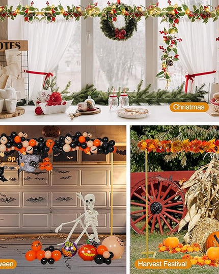 8.2FT Square Arch Backdrop Stand,Metal Gold Backdrop Stand Heavy Duty Adjustable,Extra 2 Clamps Change Over The Table Rod Stand,Wedding Balloon Arch Stand for Valentine Parties Decoration