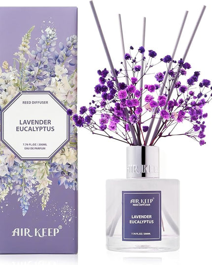 Airkeep Reed Diffuser Set/Lavender Eucalyptus/6.76 fl oz(200ml)/1 Pack/Home & Office Decor Aromatherapy Diffuser Oil Gift Set
