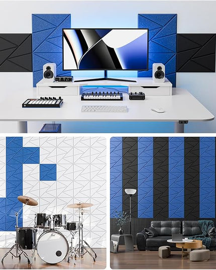 12 Pack Acoustic Panels with Self-Adhesive, 12"X 12"X 0.4"Sound Proof Foam Panels, Sound Panels High Density, Soundproof Wall Panels for Home Studio Office Sky Blue