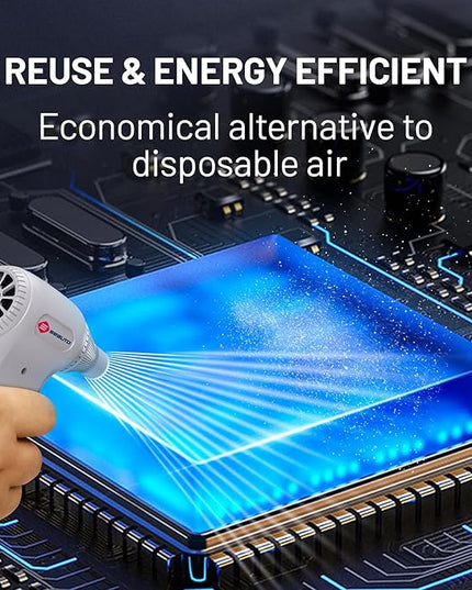 Seauto Electric Air Duster, 110,000 RPM Brushless Motor, Cordless Compressed Air Can Alternative, 3-Gear Powerful Blower for Computer Keyboard, PC Cleaning,Full-Size Appliance,Car,Home and Outdoor