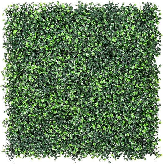Sunnyglade 12 Pieces 10“x10“ Artificial Boxwood Panels Topiary Hedge Plant, Privacy Hedge Screen Sun Protected Suitable for Outdoor, Indoor, Garden, Fence, Backyard and Decor (10in x 10in)