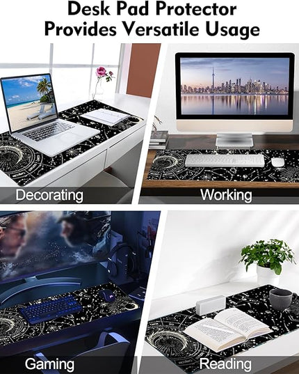 Galdas Gaming Mouse Pad XXL XL Large Long Extended Big Mousepad Non-Slip Rubber Keyboard Desk Pad with Stitched Edges for Laptop Home Office (31.5x11.8x0.08 Inch) … (Black Moon)