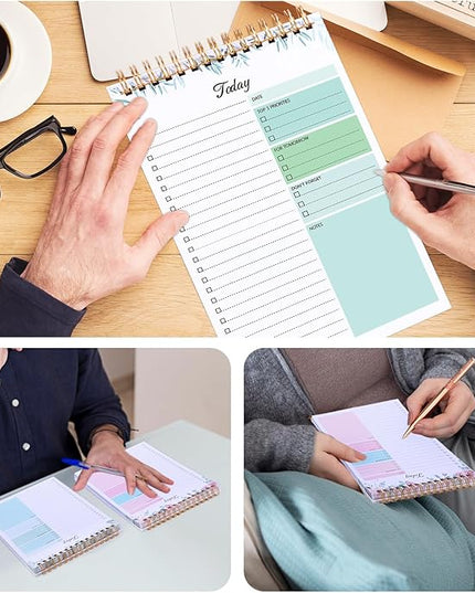 Thboxes 2 Packs To Do List Notepad, 104 Pages To Do List Notebook A5 Undated Daily Planner Notepad with Task Checklist Home Office School Supplies