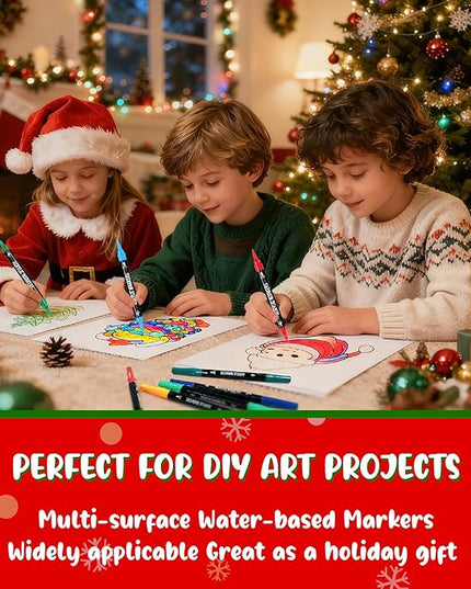 24 Colors Acrylic Paint Markers, Dual Tip with Fine Tip and Brush Tip Pens for Stone, Wood, Calligraphy, Canvas, Ceramic, Metal, Glass, Rock Painting, DIY Crafts