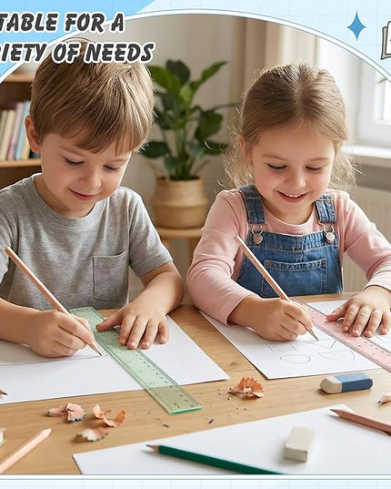 ForraFun 60 Pcs Plastic Clear Rulers 12 Inch, Transparent Assorted Color Ruler Bulk, with Imperial and Metric Scales for Home Office Supplies, Available in 6Colors(Rainbow)