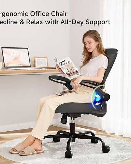 Mesh Office Chair, 330LBS Ergonomic Desk Chair with Adjustable Lumbar Support, Executive Computer Chairs for Home Office, Black
