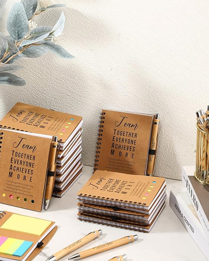 Jetec Inspirational Notebooks Bulk Spiral Notebook with Sticky Notepad Motivational Pens Valentines Day Gifts for for Employee Coworker Nurse Staff Teacher Nurse Volunteer(12 Sets,Team)