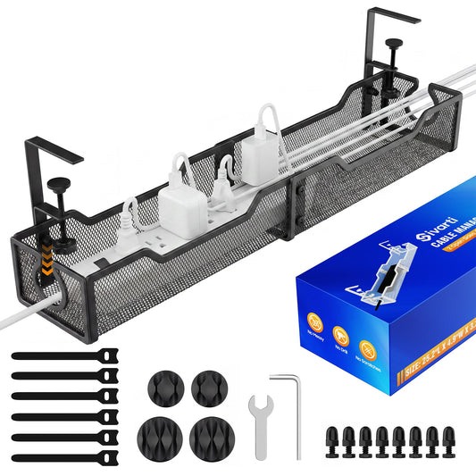 Sivarti Cable Management Under Desk - 25.2" Open Slots No Dill Cable Tray