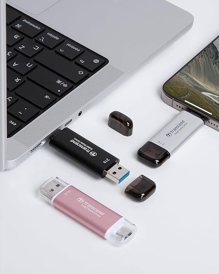 Transcend ESD310 256GB External SSD, Up to 1,050MB/s, Dual USB Flash Drive for iPhone/iPad/Mac/Windows, Android/Tablet/PC, USB 3.2 Gen 2 Thumb Drive Photo Stick, 2-in-1 Type C &Type A Memory Stick