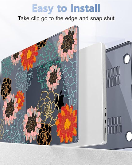 May Chen Case for MacBook Pro 14 inch, Models A2442 A2779 A2918 A2992 A3401 A3185 A3112 A3434, M1 M2 M3 M4 M5 Chip (2021-2025 Release), Plastic Hard Shell Case with Keyboard Cover, Flower