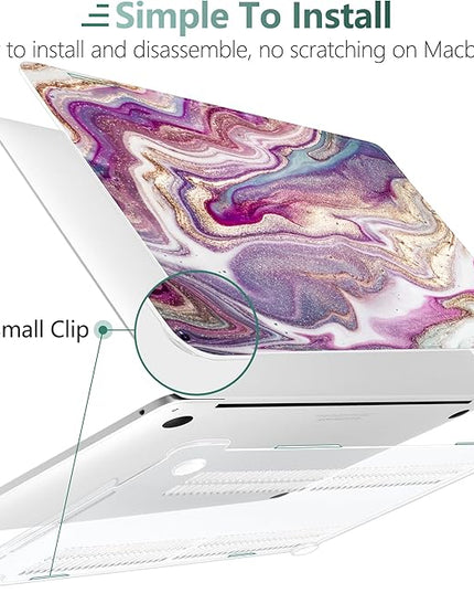 DONGKE Compatible with MacBook Pro 13 inch Case 2024 2023-2020 Release A2338 M2/M1 A2251 A2289 with Retina Display & Touch ID, Plastic Hard Shell & Keyboard Cover & Screen Film - Marbling Art