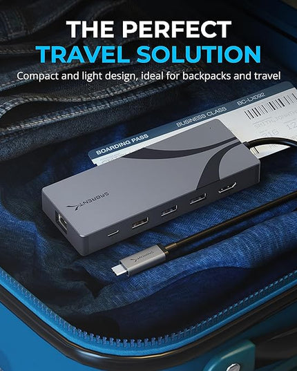 SABRENT USB-C Hub & SSD Enclosure, 6-Port Dock with M.2 SSD Slot, 90W Power Delivery, USB 3.0 & 2.0 Ports, 4K HDMI, RJ45 Gigabit Ethernet (HB-6PNV)