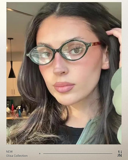 TIJN Olisa Blue Light Blocking Glasses for Women Men,Oval Glasses Frame Bluelight Glasses for Gaming/Computer/Screen