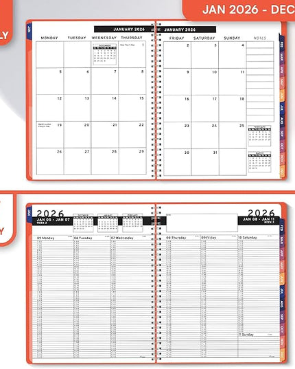 Ensight 2026 Appointment Book and Planner 8.5" x 11" Large Hourly Weekly Daily Schedule Book with Tabs, 15 Minute Time Slots, Peach Calendar Organizer Jan 2026–Dec 2026 Appointment Planner - Peach