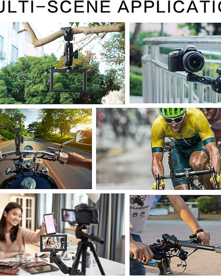 Taisioner Super Camera Clamp Mount 3.6" Socket Arm 360°Ball Head Magic Arm 1/4" Thread for Canon Nikon/Digital Camera/DSLR/Gopro/Insta360/LED Light(Gopro Adapter,Phone Holder)