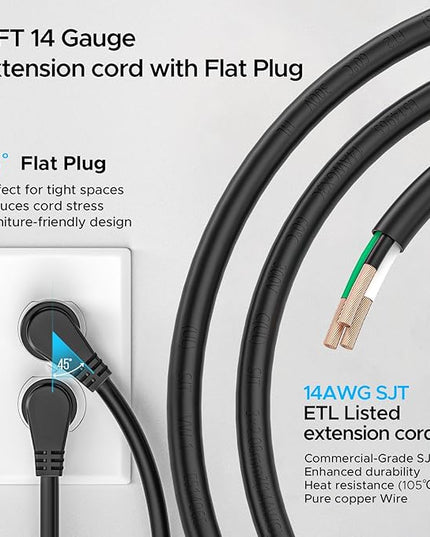 Mountable Long Power Strip, 2100 Joules Heavy Duty Surge Protector Power Strip, Slim Metal Power Bar with 6ft 14AWG Cord, 8-Outlet, ETL Listed, for Wall Mount, Under Desk, Garage, Workshop, and Office