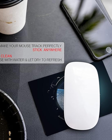 Mouse Pad Adhesive Bottom - Sticks to Any Surface - Portable - Webcam Covers and Screen Cleaner Included (Space Window)